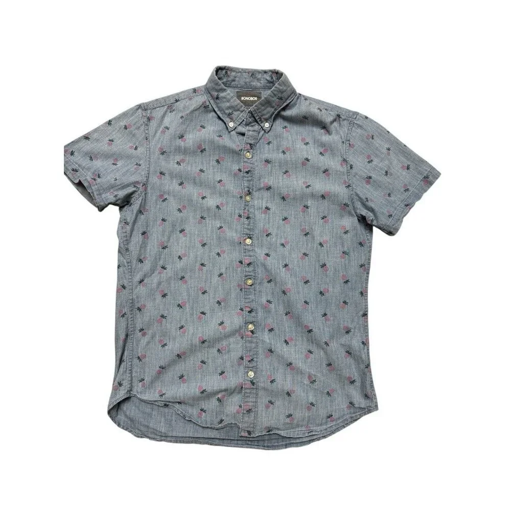 Bonobos Slim Fit Pineapple Shirt Mens M Short Sleeve Button Down - Picture 1 of 5